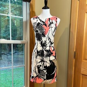 Floral Sleeveless Dress - Black and Pink